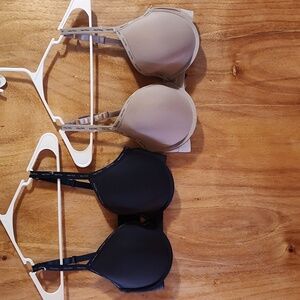 *Lot Of 2* NWOT Nautica Super Soft Light Lift Bras Underwire Tan Navy Logo 38DD